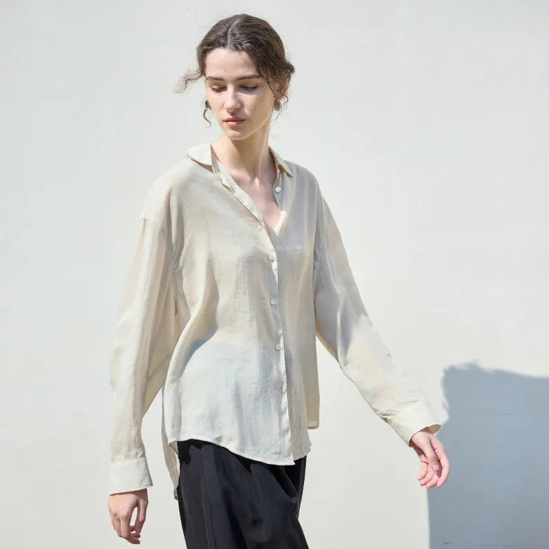 Anna-Berg | Relaxed Fit Button-Up Ramie Shirt