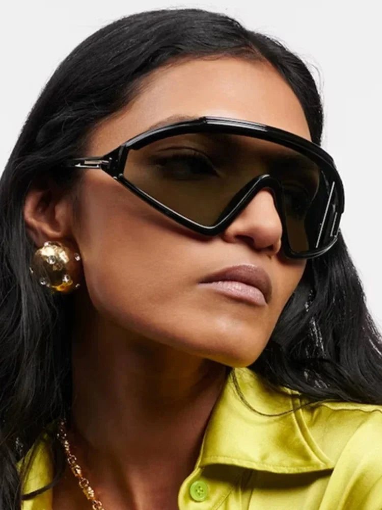 Anna-Berg | Black Angled Acetate Sunglasses