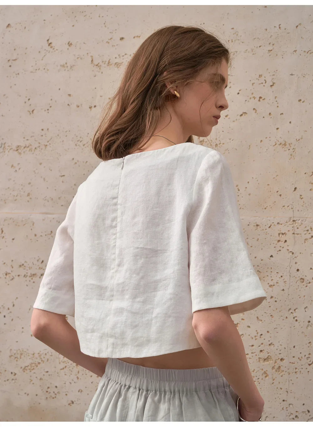 Anna-Berg | Boxy Cropped Linen Top