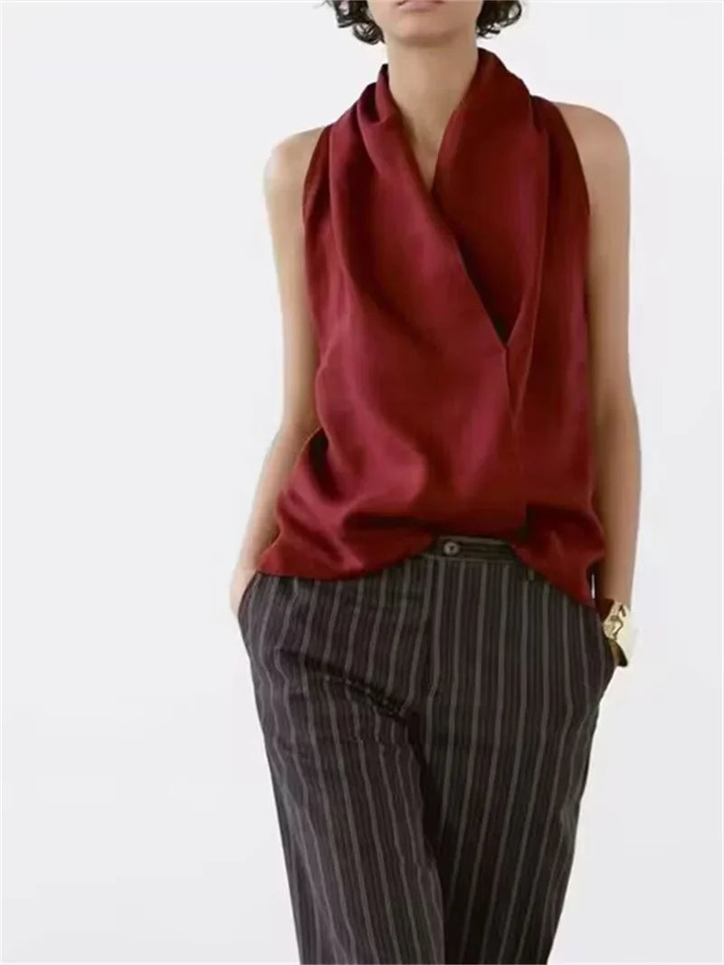 Anna-Berg | Natural Draped Linen Vest