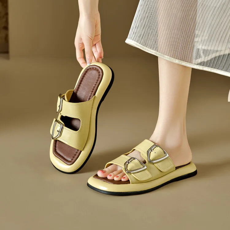 Anna-Berg | Twin-Buckle Slide Sandals