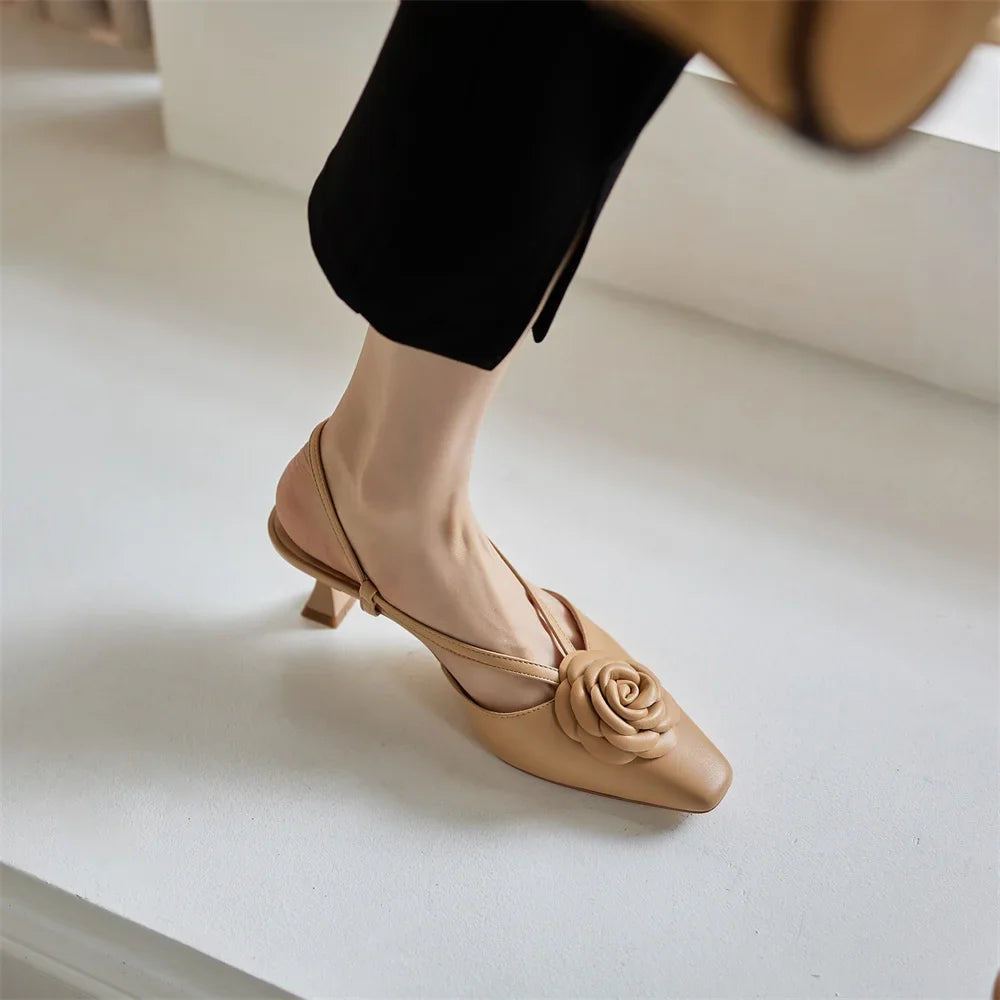 Anna-Berg | Genuine Leather Slingback Heels