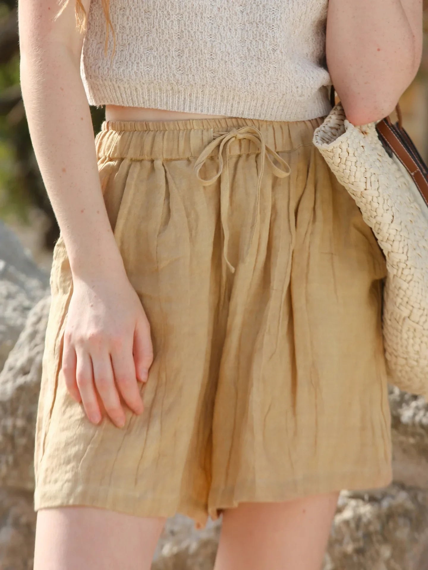 Anna-Berg | High-Waist Relaxed Fit Linen Shorts