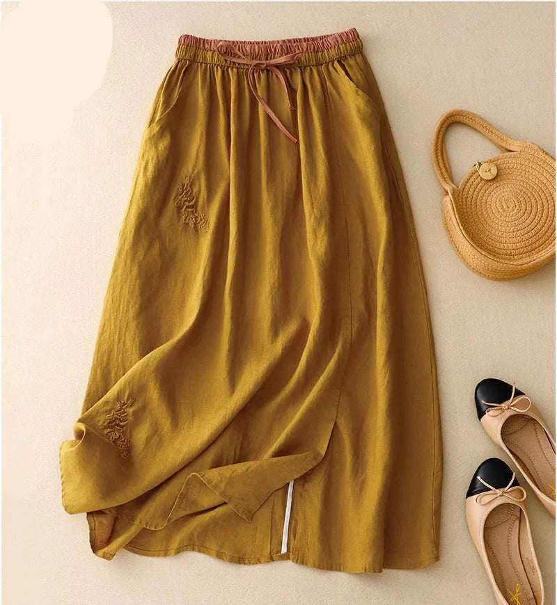 Anna-Berg | High-Waist Linen Skirt