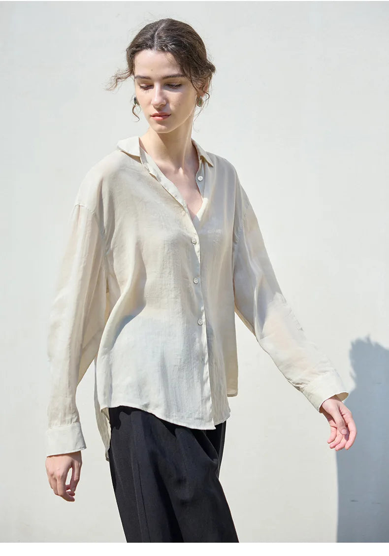 Anna-Berg | Relaxed Fit Button-Up Ramie Shirt