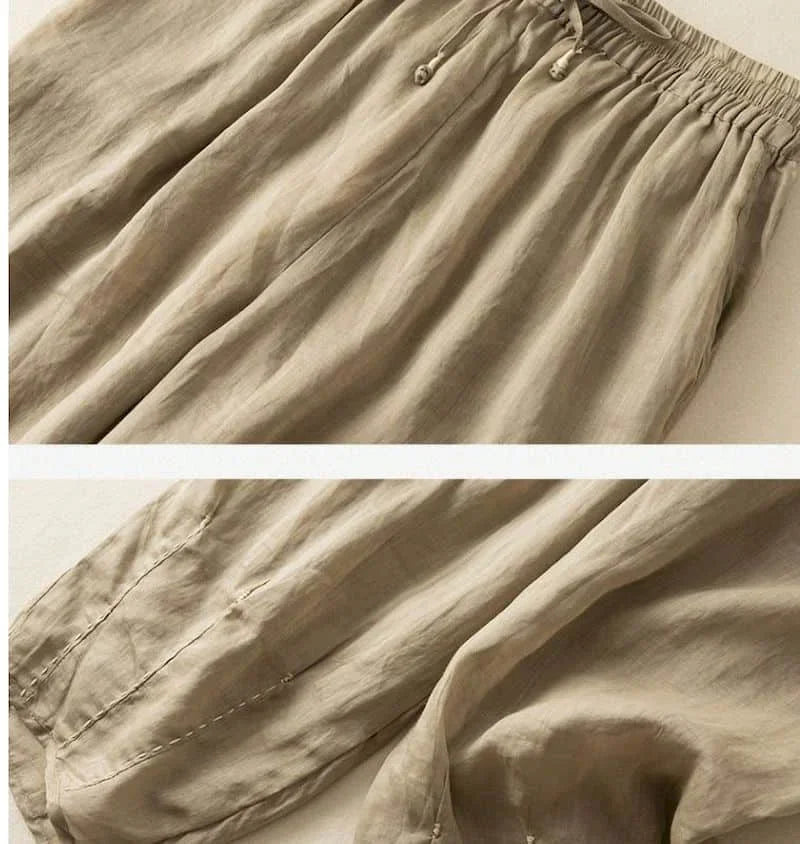 Anna-Berg | Natural High-Waist Wide-Leg Linen Pants