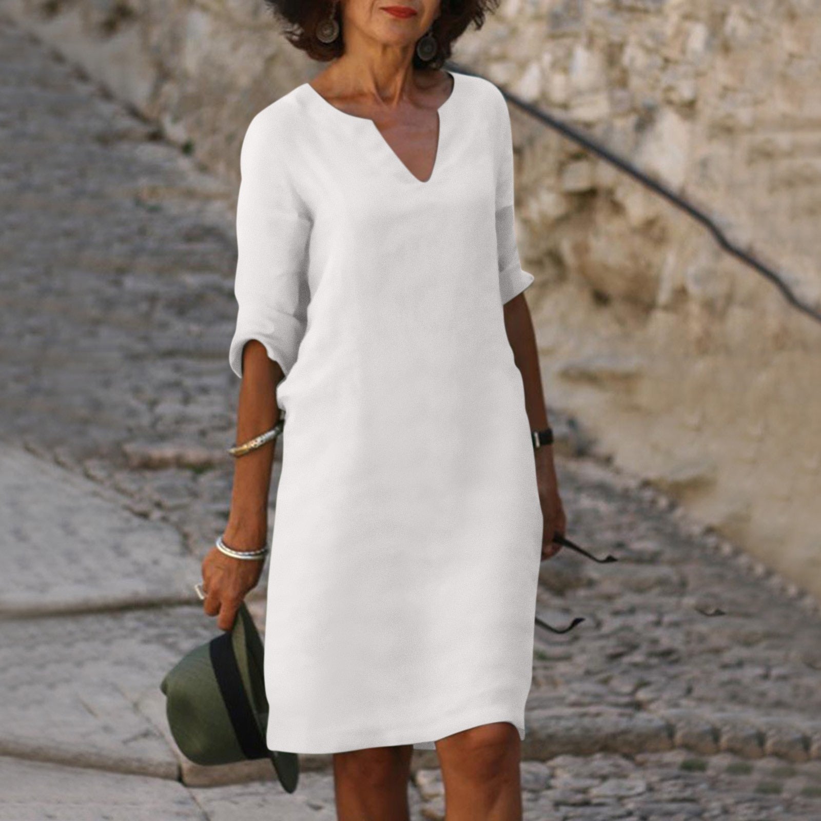 Anna-Berg |  Elegant Summer Dress Made of Polyester With V-Neck