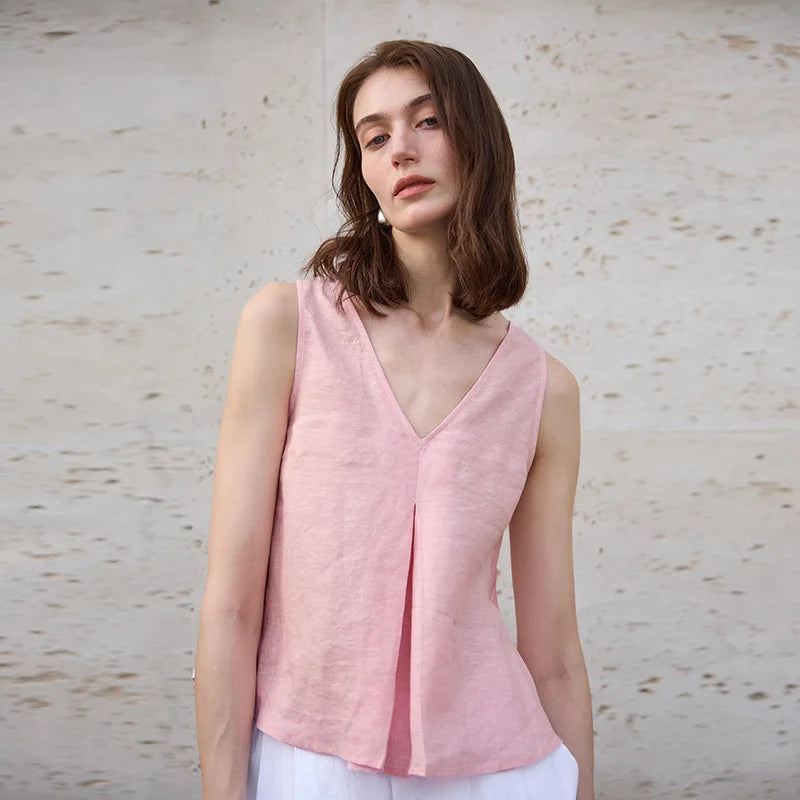 Anna-Berg | Light Blue Reversible Chambray Linen Vest