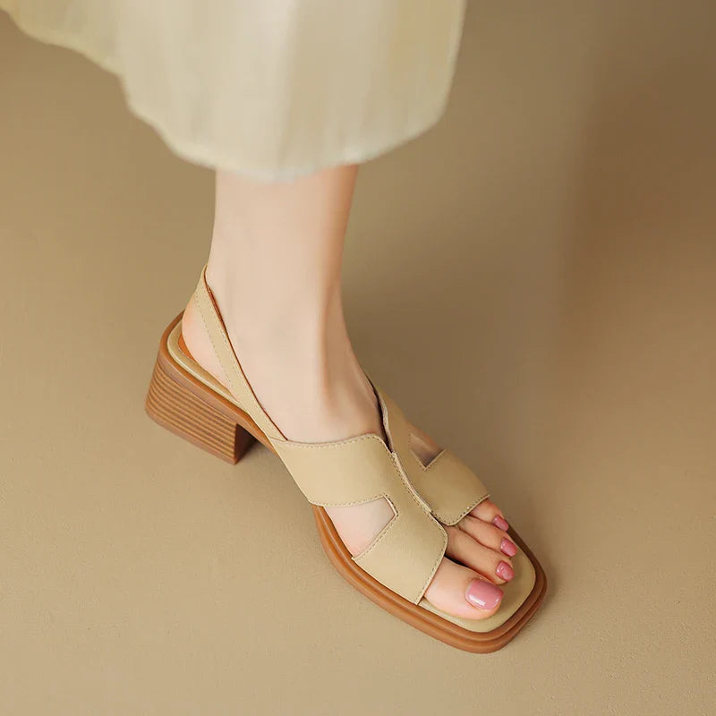 Anna-Berg | Block-Heel Ankle-Strap Leather Sandals