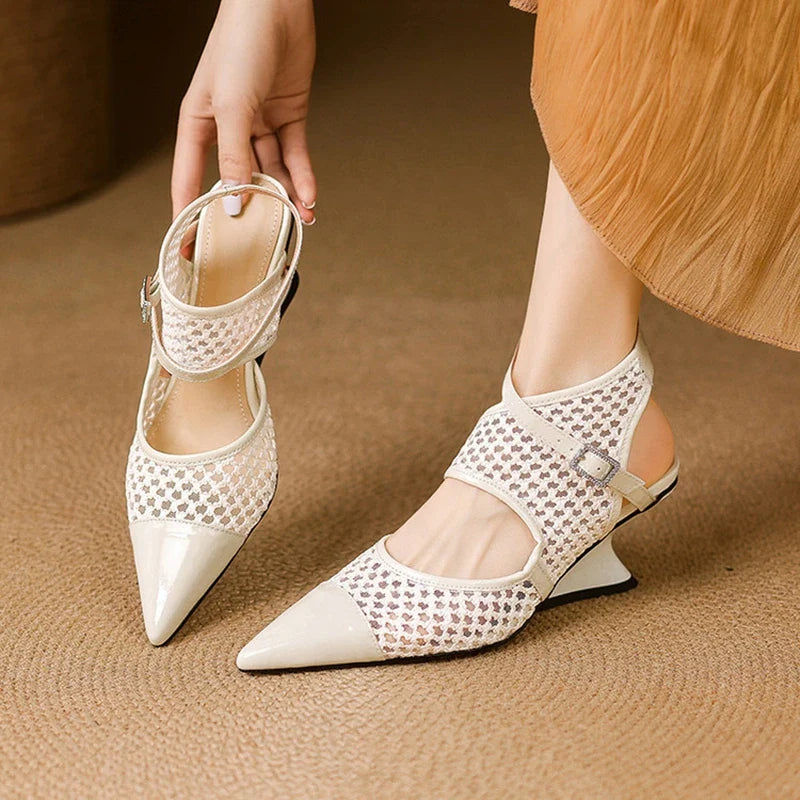 Anna-Berg | Velour Leather Slingbacks