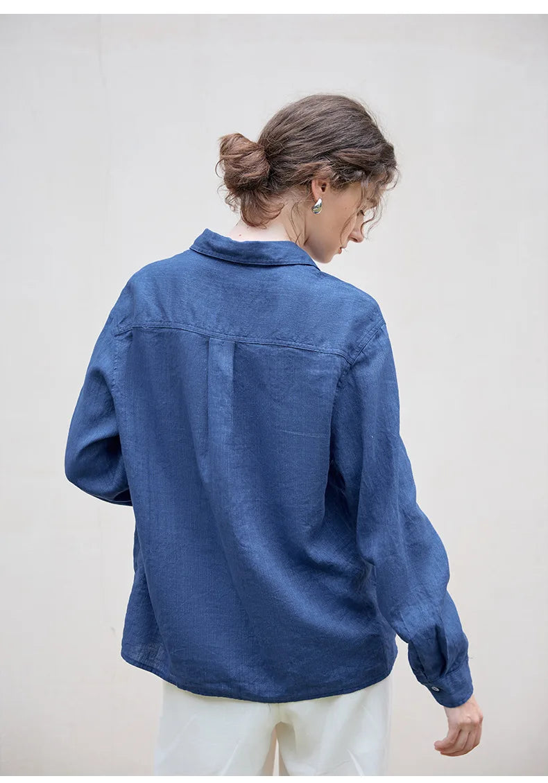 Anna-Berg | Beige Relaxed Fit Linen Shirt