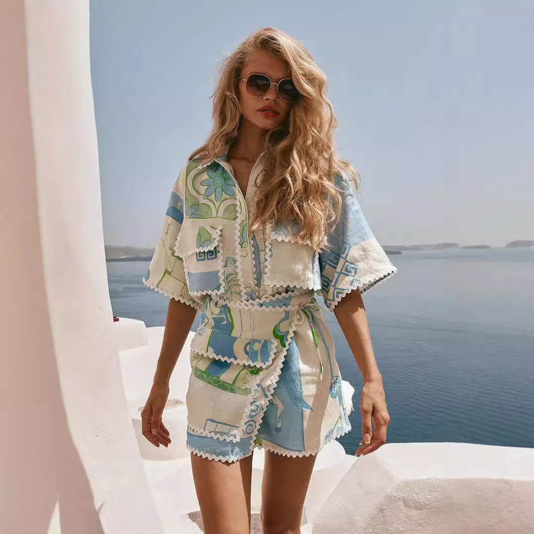Anna-Berg | Cropped Belted Ribbed Knit Two-Piece Set