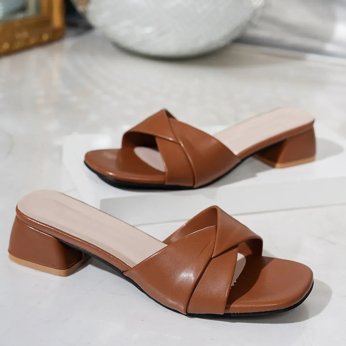 Anna-Berg | Leather Sandals with Ankle Strap