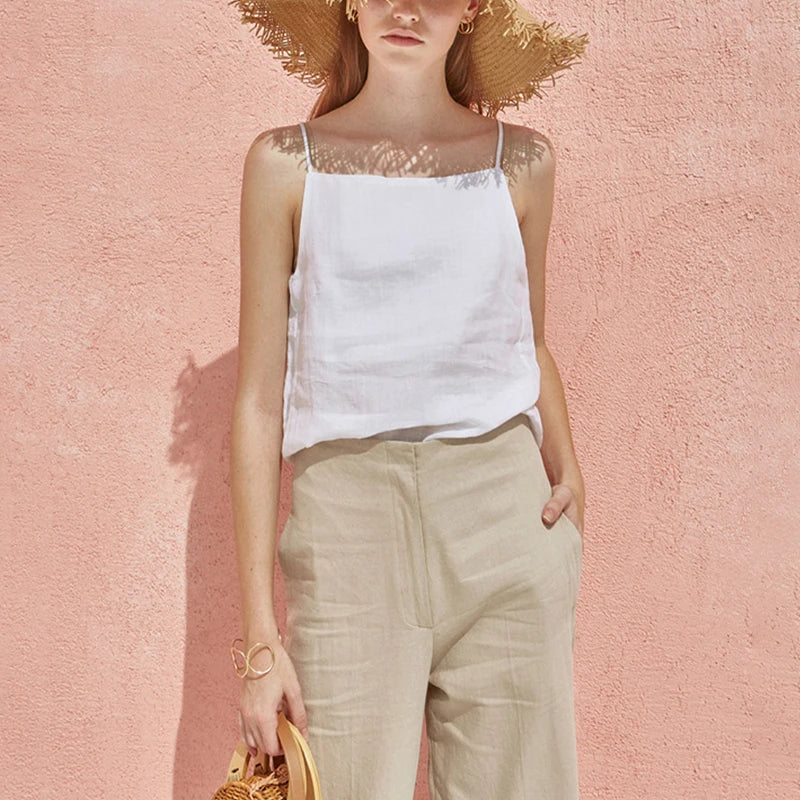 Anna-Berg | Satin-Strap Linen Cami