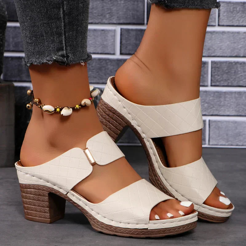 Anna-Berg | Graceful Arch Support Block Heel Flat Sandals