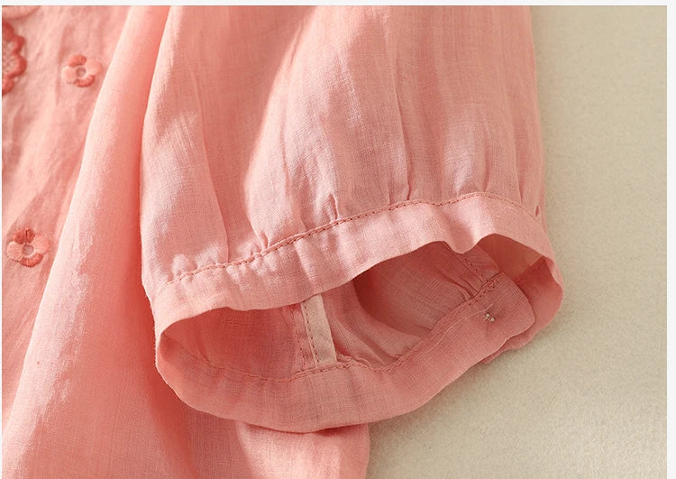 Anna-Berg | Ivory V-Neck Cotton Blouse