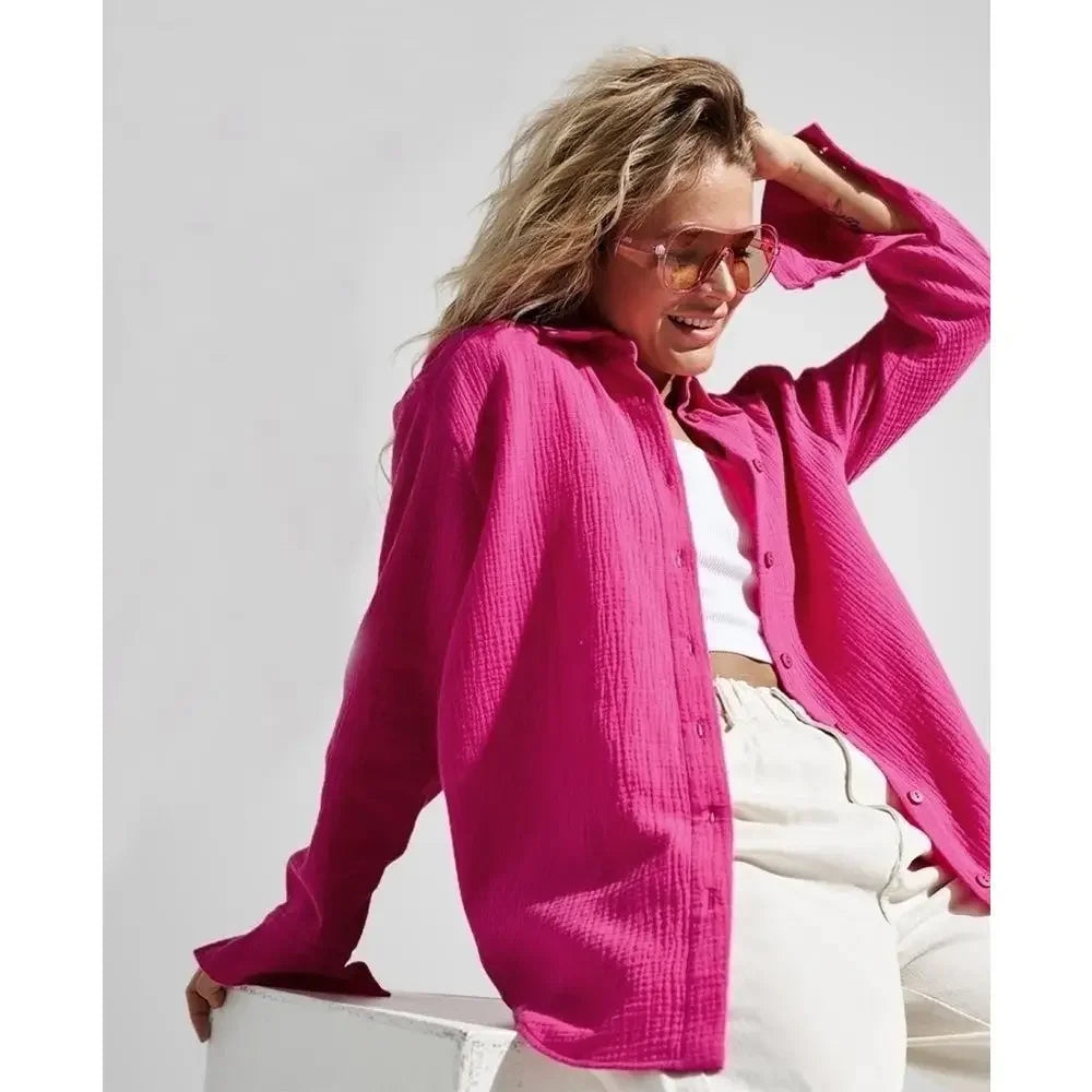 Anna-Berg | White Short-Sleeve Button-Up Cotton Shirt