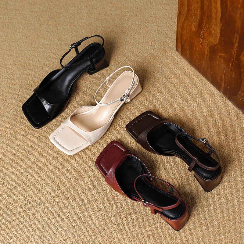 Anna-Berg | Red Genuine Leather Sandals