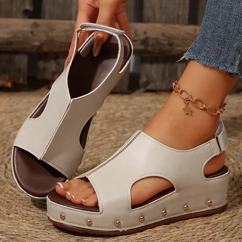 Anna-Berg | Luxe Platform Cushioned Sandals with Graceful Drape