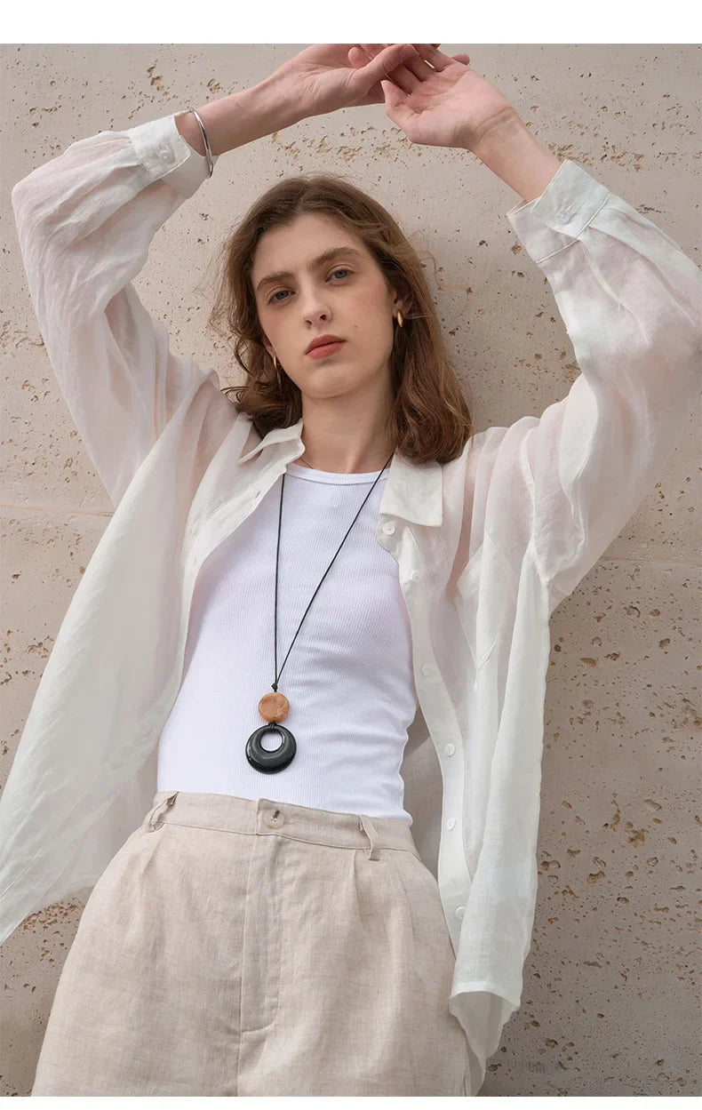 Anna-Berg | Natural Sheer Oversized Ramie Shirt