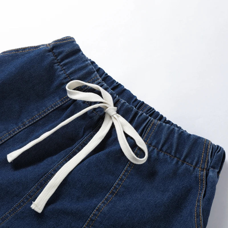 Anna-Berg | Blue Cropped Jacket High-Waist Jeans Denim 2-Piece Set