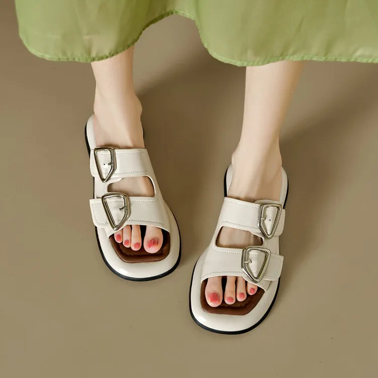 Anna-Berg | Twin-Buckle Slide Sandals