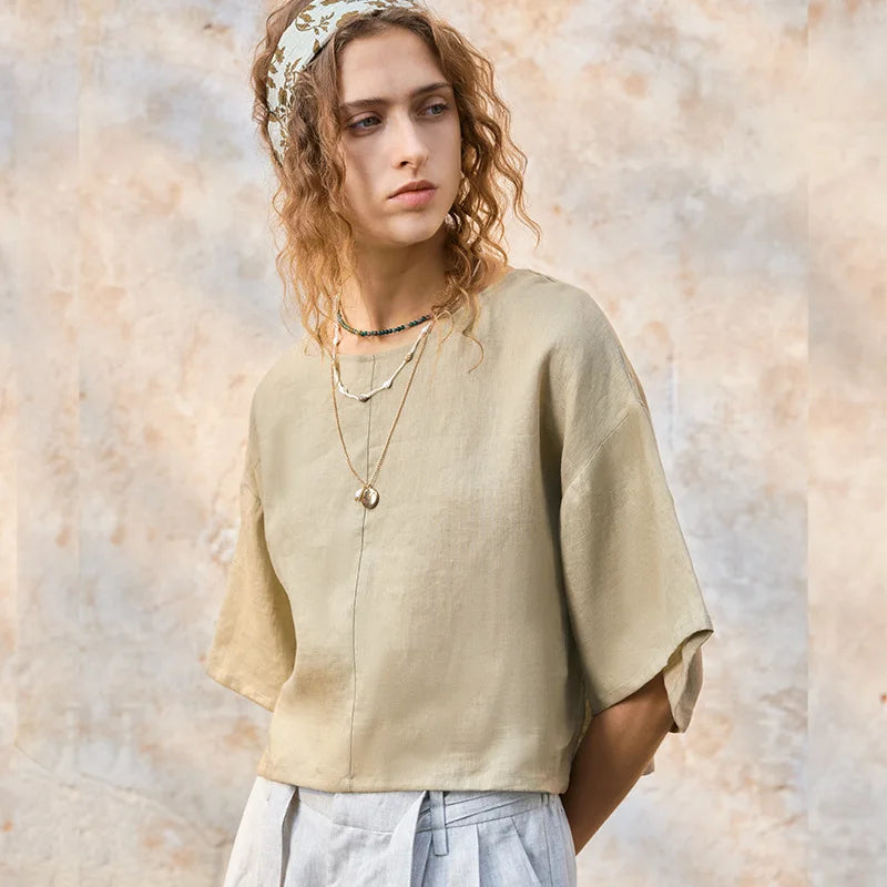 Anna-Berg | Flared-Sleeve Linen Pullover