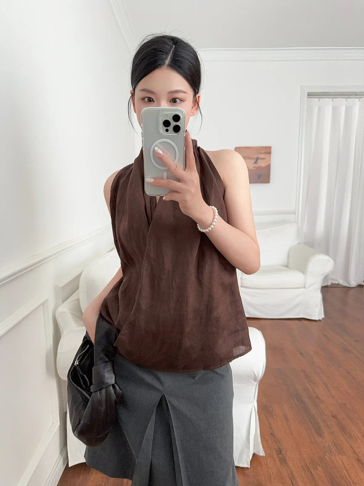 Anna-Berg | Natural Draped Linen Vest