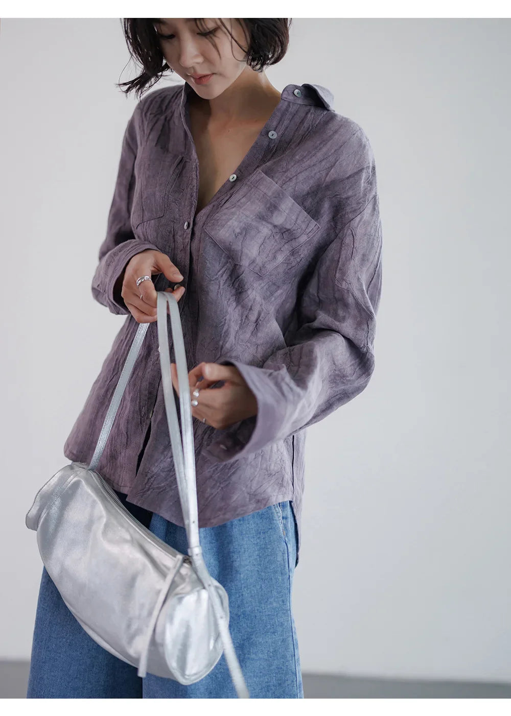 Anna-Berg | Pleated Button-Up Linen Shirt