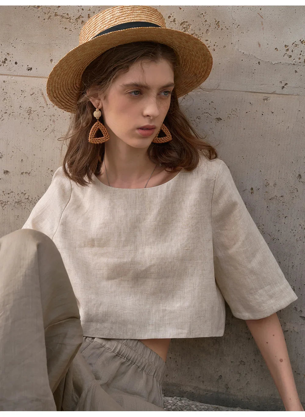 Anna-Berg | Boxy Cropped Linen Top
