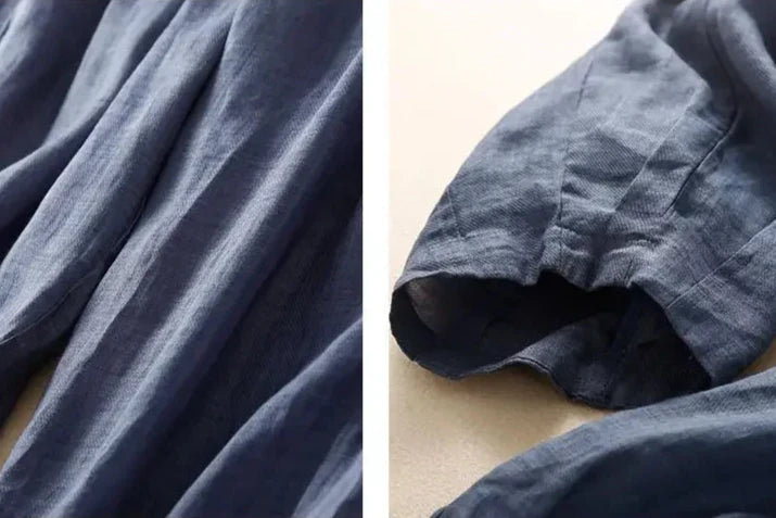 Anna-Berg | Stone High-Waist Wide-Leg Linen Trousers