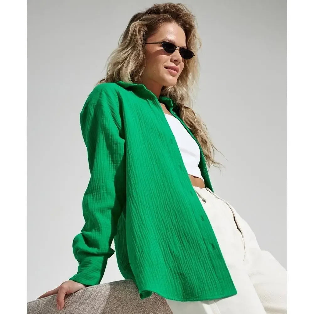 Anna-Berg | White Short-Sleeve Button-Up Cotton Shirt