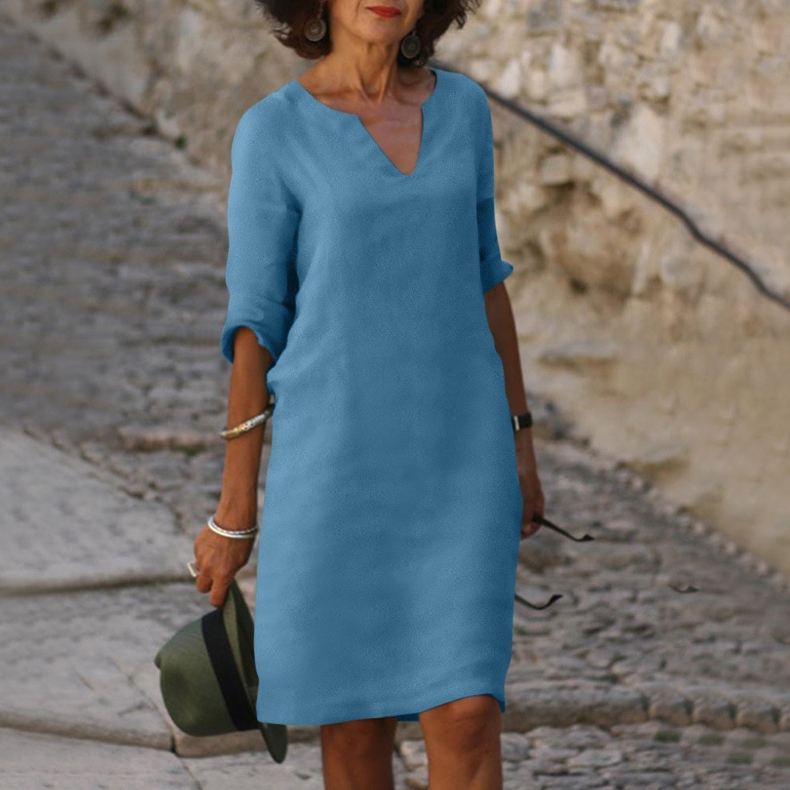 Anna-Berg |  Elegant Summer Dress Made of Polyester With V-Neck
