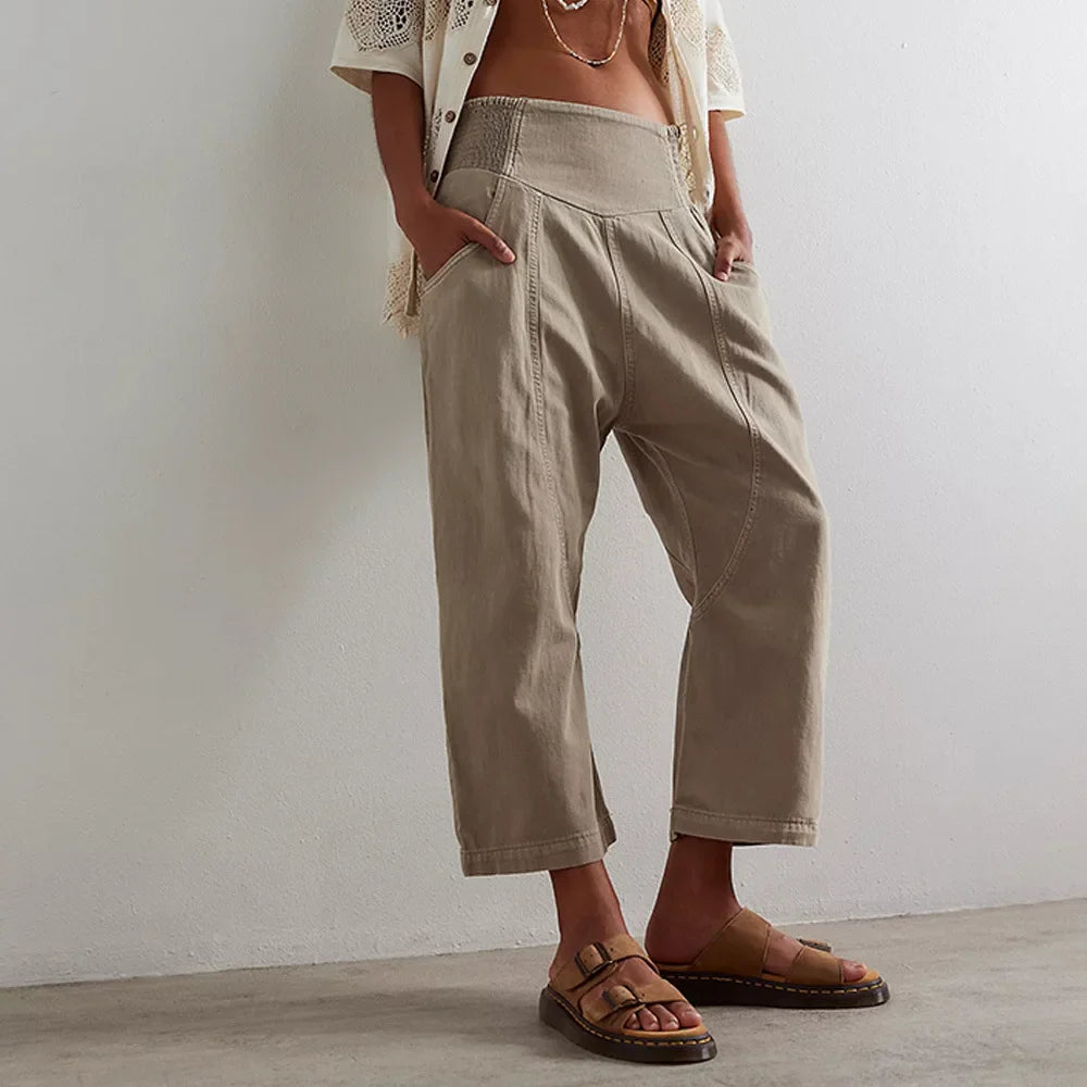 Anna-Berg | Black Wide-Leg Relaxed-Fit Cotton Pant