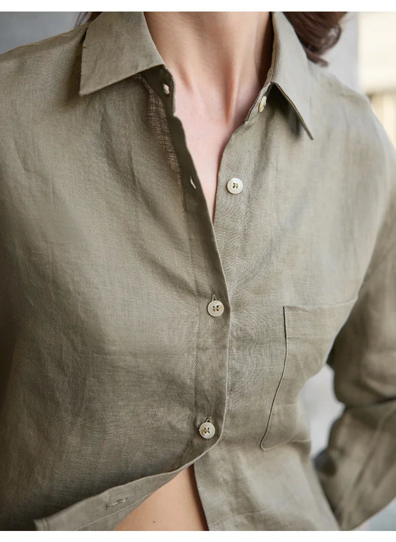 Anna-Berg | Cropped Long-Sleeve Linen Shirt