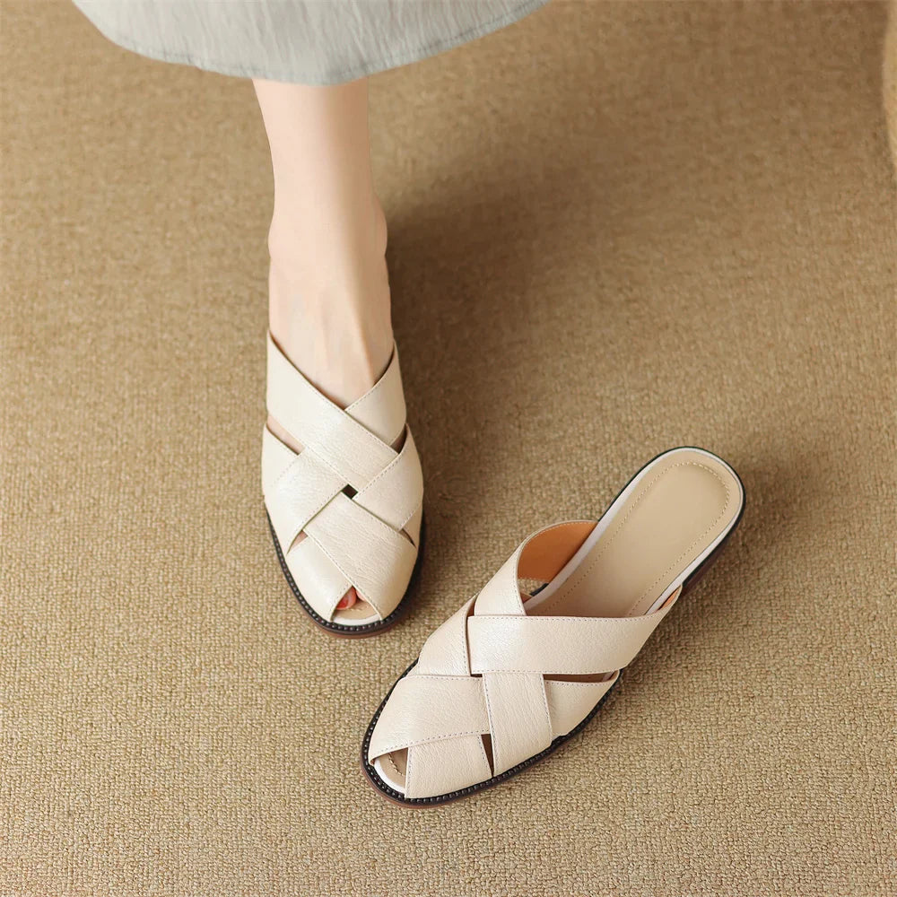 Anna-Berg | Woven Flat Leather Mule