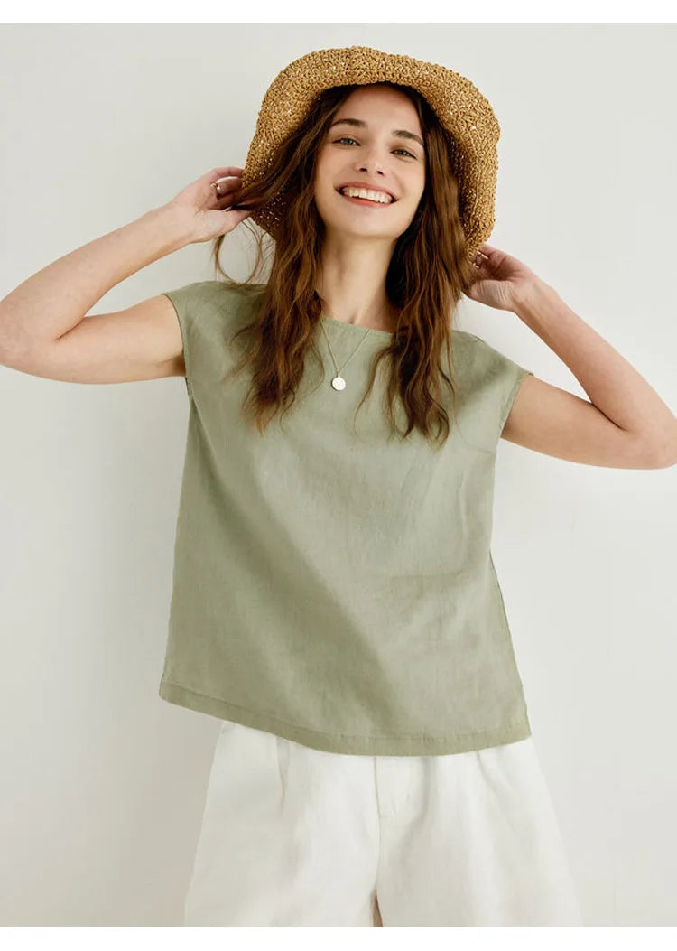 Anna-Berg | Petal Sleeve Linen Tee