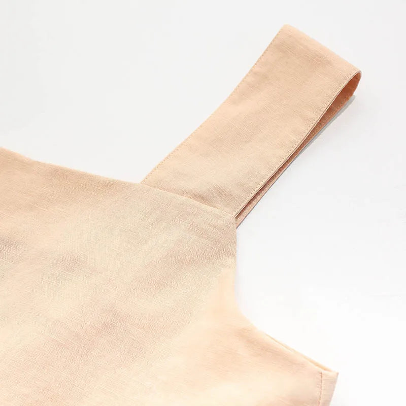 Anna-Berg | Natural Square-Neck Cropped Linen Tank