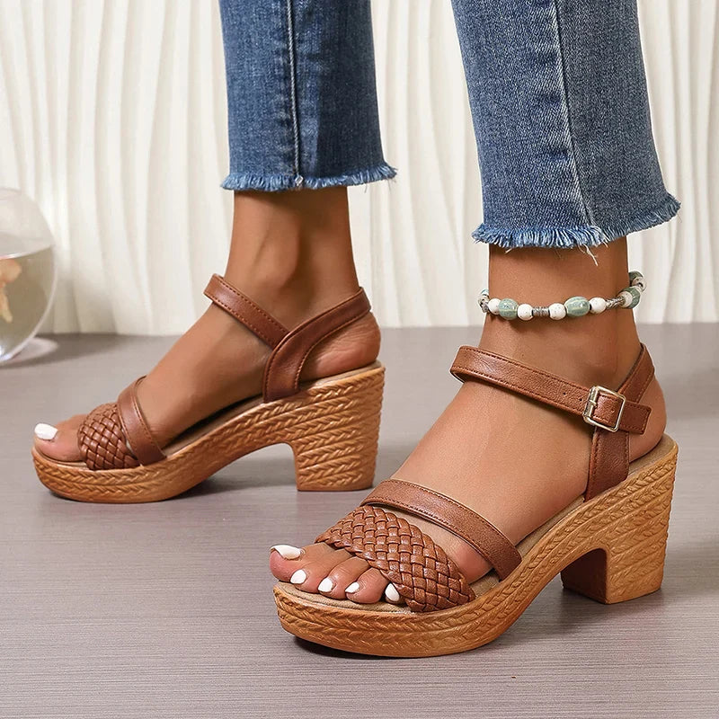 Anna-Berg | Statement Woven Platform Sandals with Graceful Drape