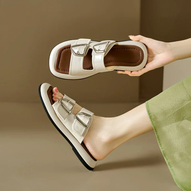 Anna-Berg | Twin-Buckle Slide Sandals