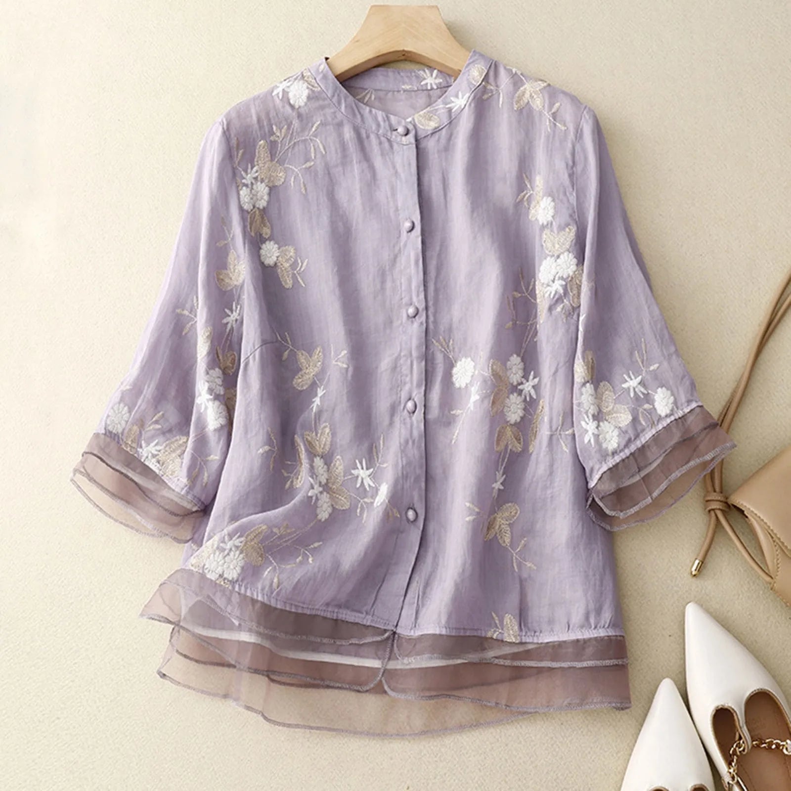 Anna-Berg | Relaxed Fit Button-Up Cotton Blouse