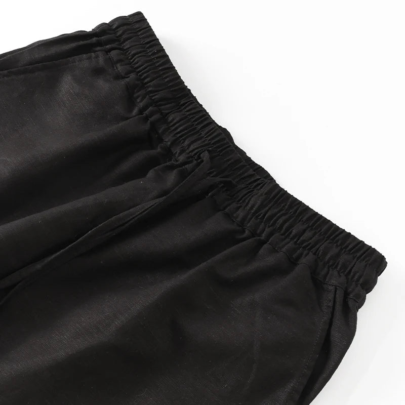 Anna-Berg | Natural Drawstring Waist Relaxed Fit Linen Pant