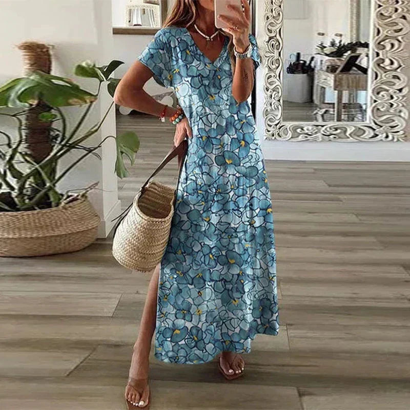 Anna-Berg | Luxe Summer Boho Printed Maxi Dress with a Timeless Finish