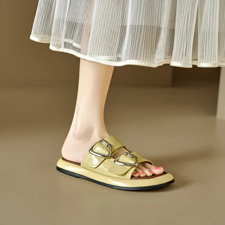 Anna-Berg | Twin-Buckle Slide Sandals