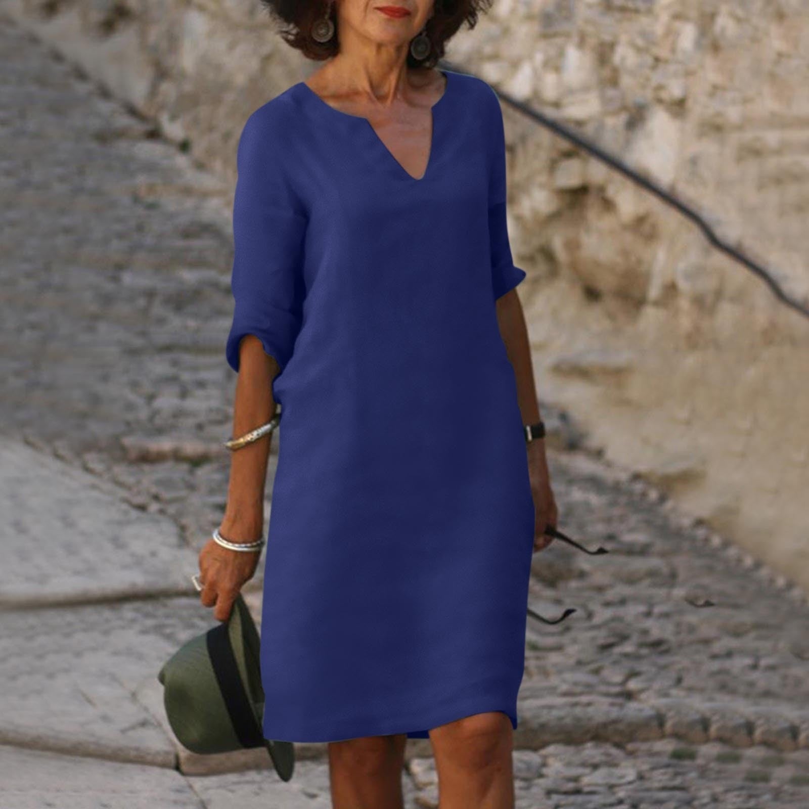 Anna-Berg |  Elegant Summer Dress Made of Polyester With V-Neck
