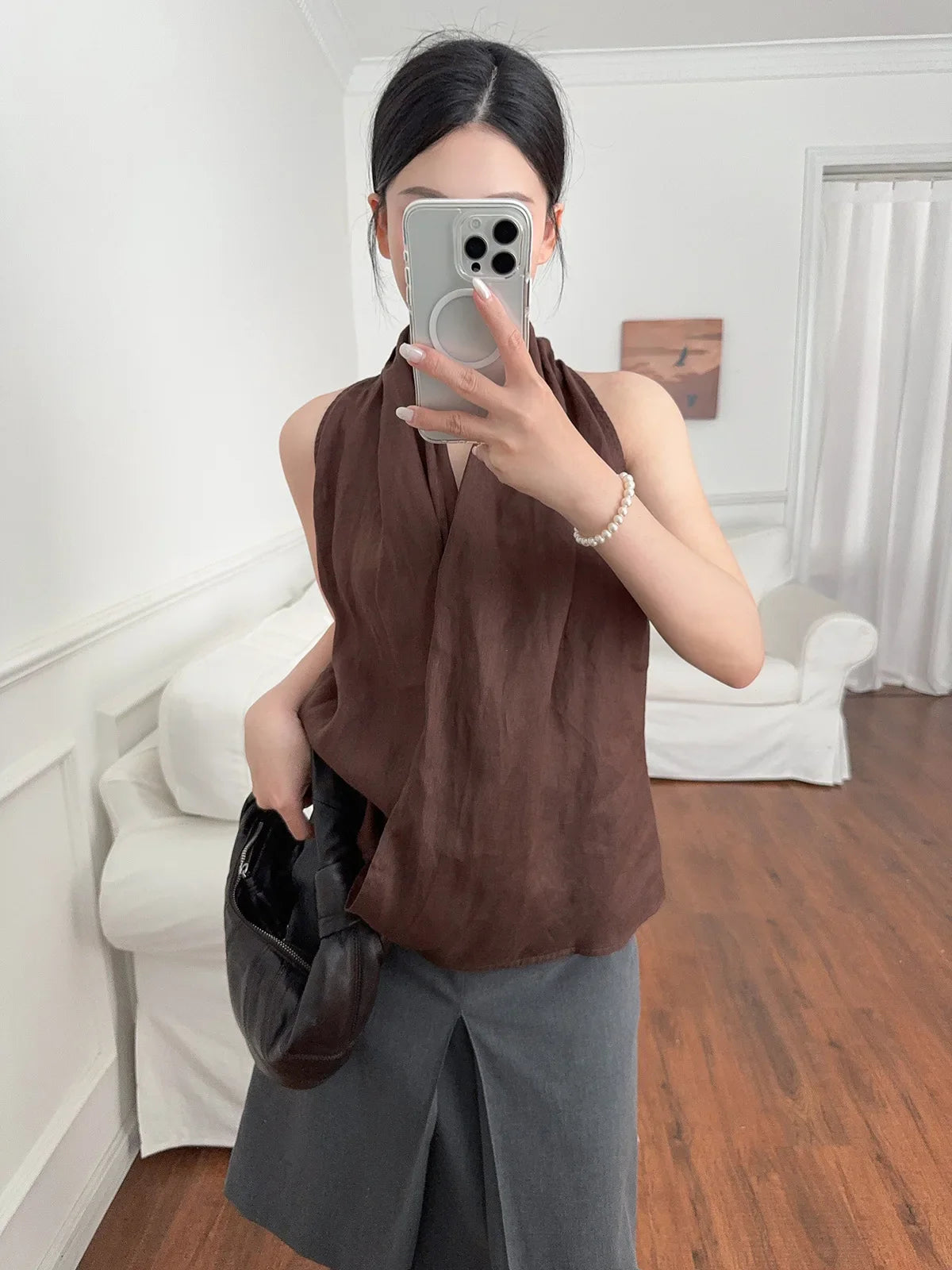 Anna-Berg | Natural Draped Linen Vest