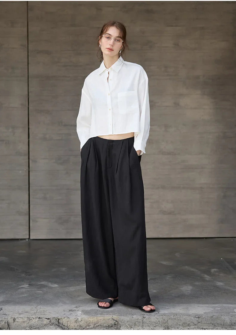 Anna-Berg | Cropped Long-Sleeve Linen Shirt