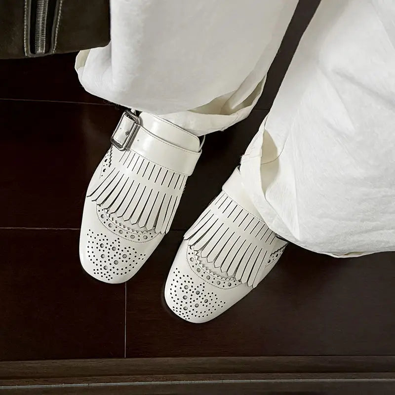 Anna-Berg | Fringe Slip-On Leather Loafers