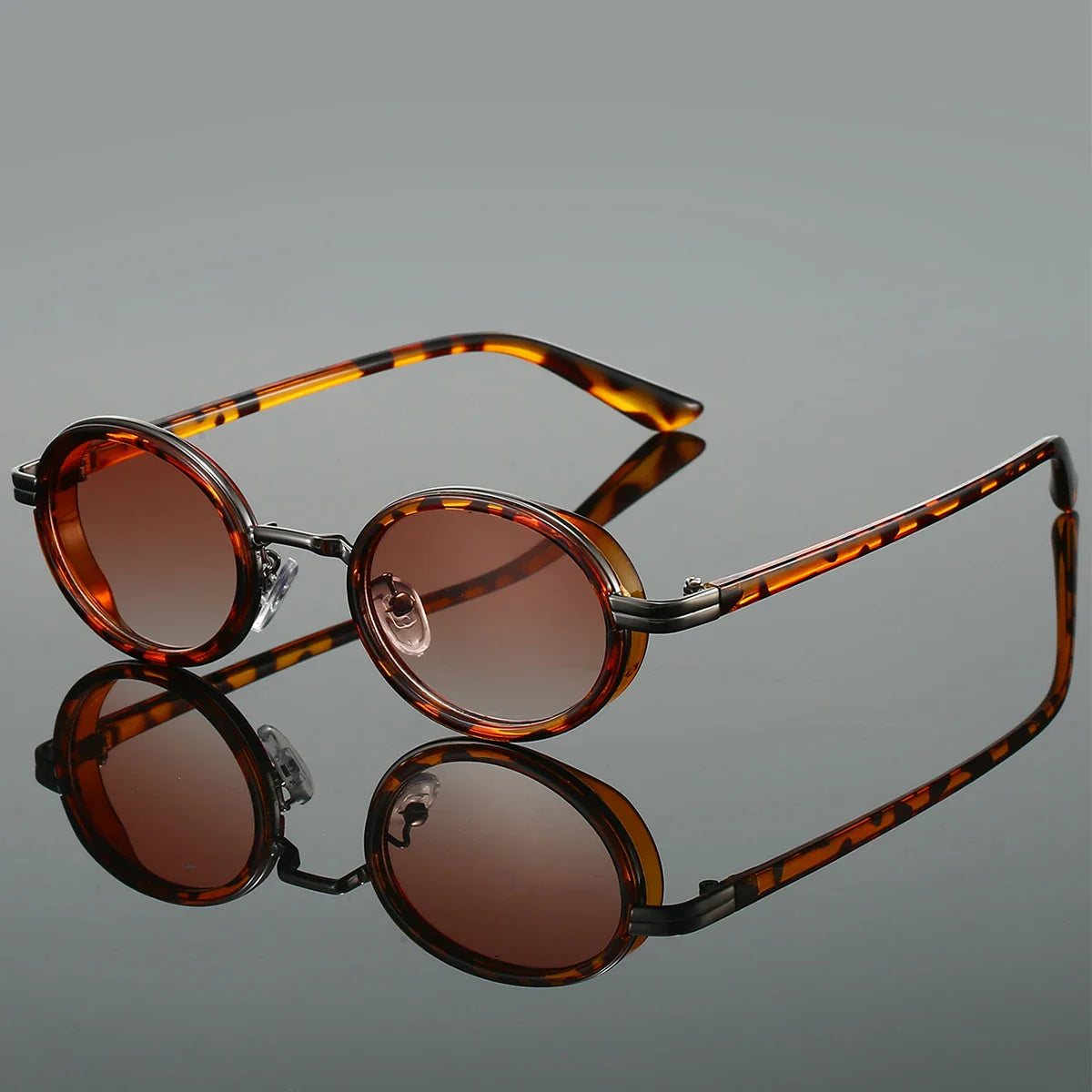 Anna-Berg | Black Polarized Round Metal Sunglasses