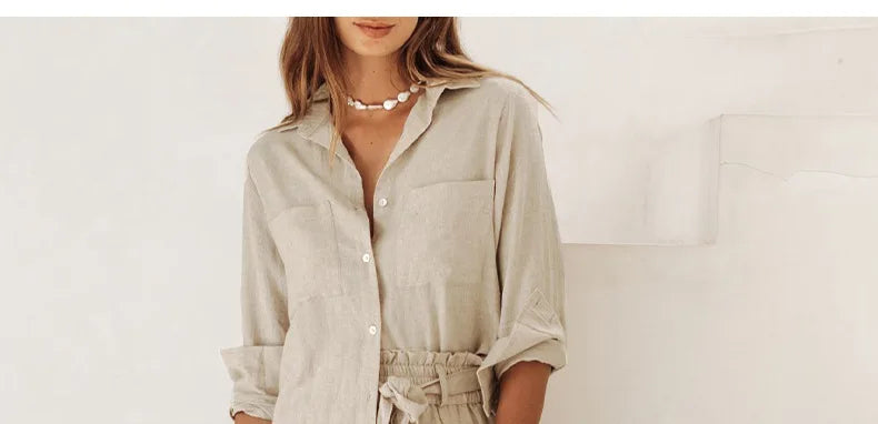 Anna-Berg | Ruffle-Waist Wide-Leg Linen Pant
